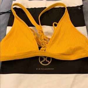 Pink brand Yellow ribbed swim suit